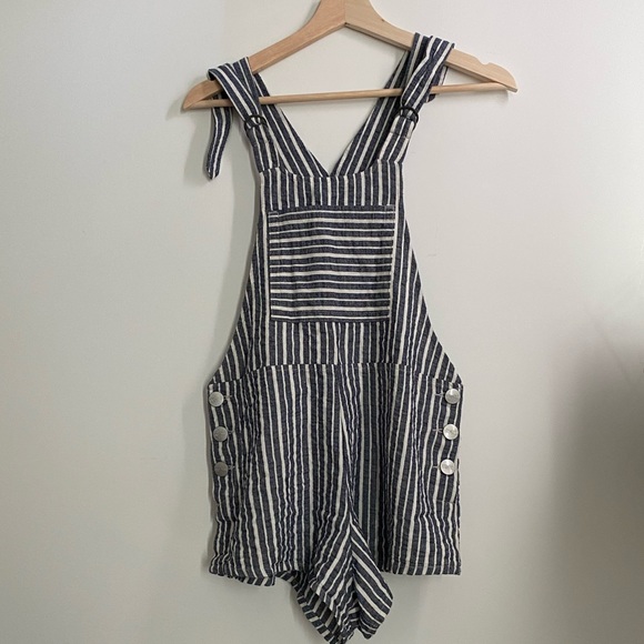 Rhythm. Pants - Blue Striped Overall Shorts / Rhythm